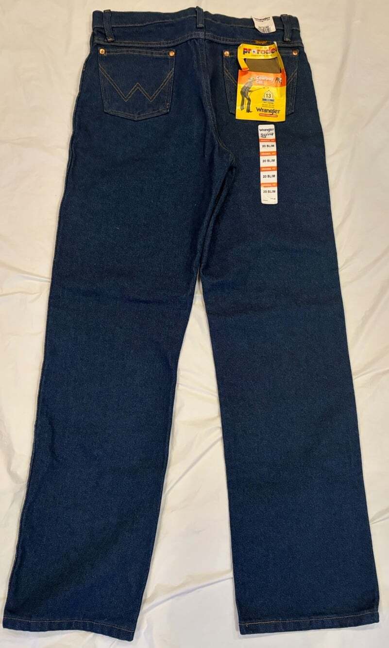 Wrangler Cowboy Cut Boys 20Slim Blue Dark Wash Pro Rodeo Jeans 13MWZ